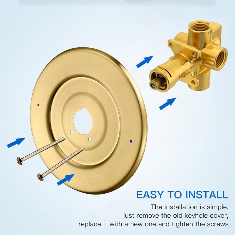 ZXFENG Shower Handle Cover Plate, Brushed Gold,for One-Handle Tub and Shower Faucets, Escutcheon Replacement for Moen 16090 Chateau Collection - Image 2